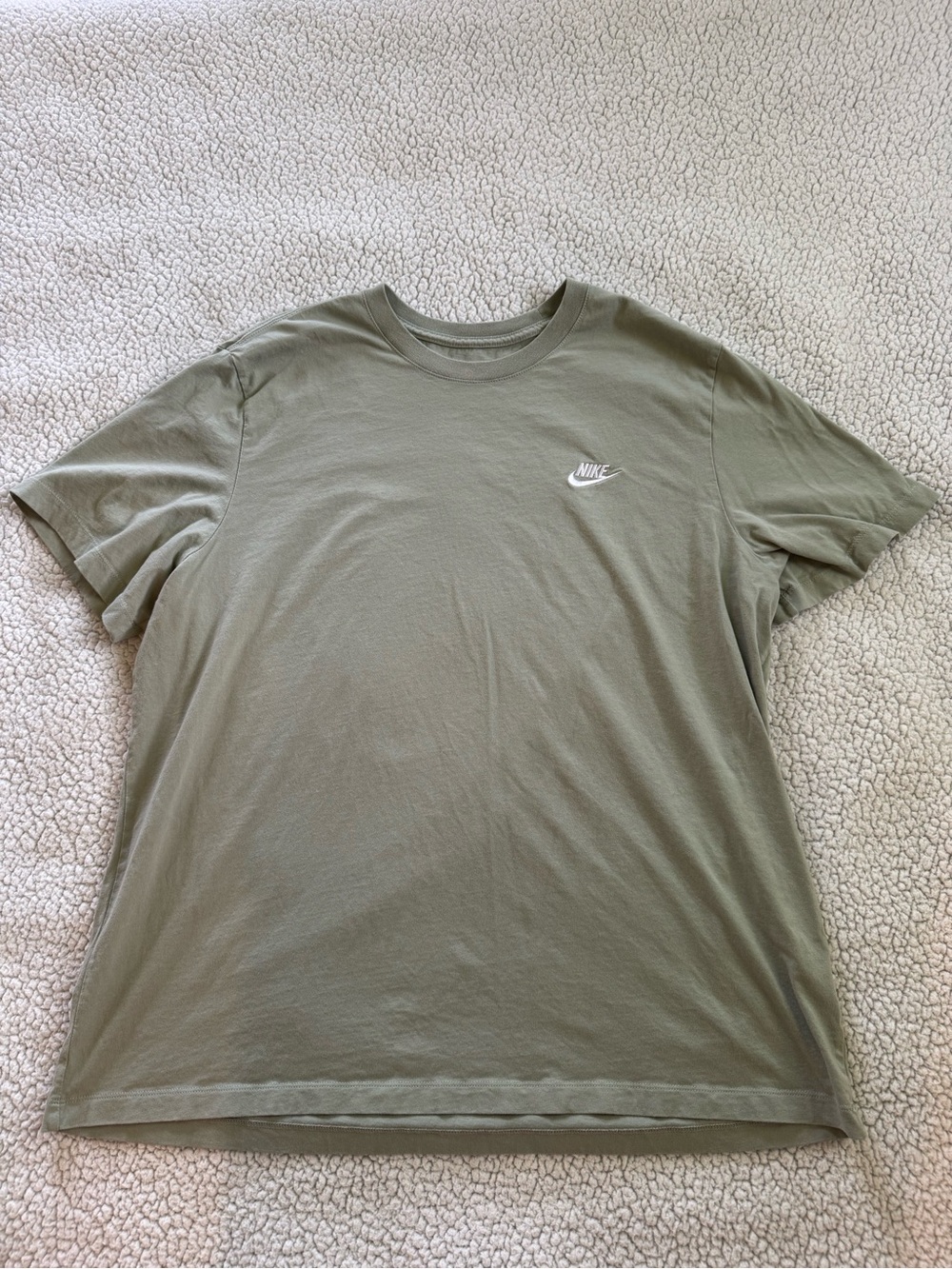 Nike Olive Crew Neck T-Shirt with White Embroidered Logo